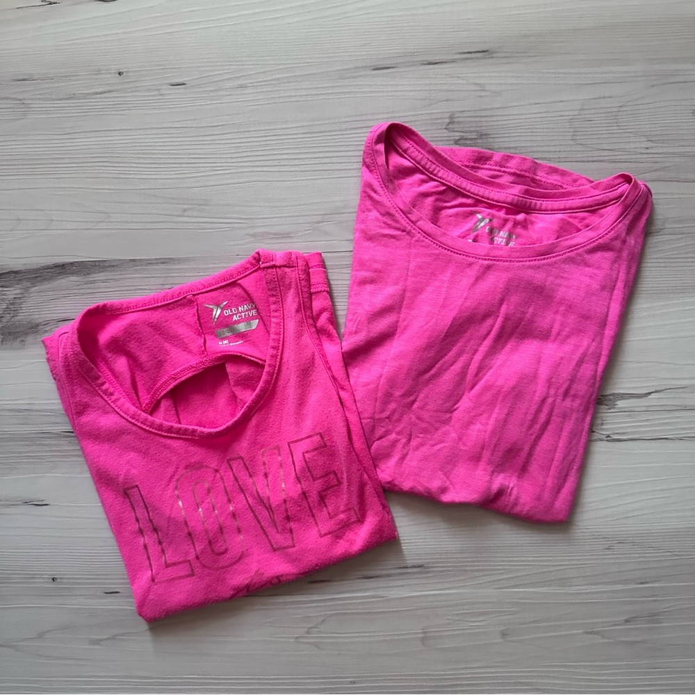Old Navy Active Fuchsia Hot Pink Tee + Tank Top